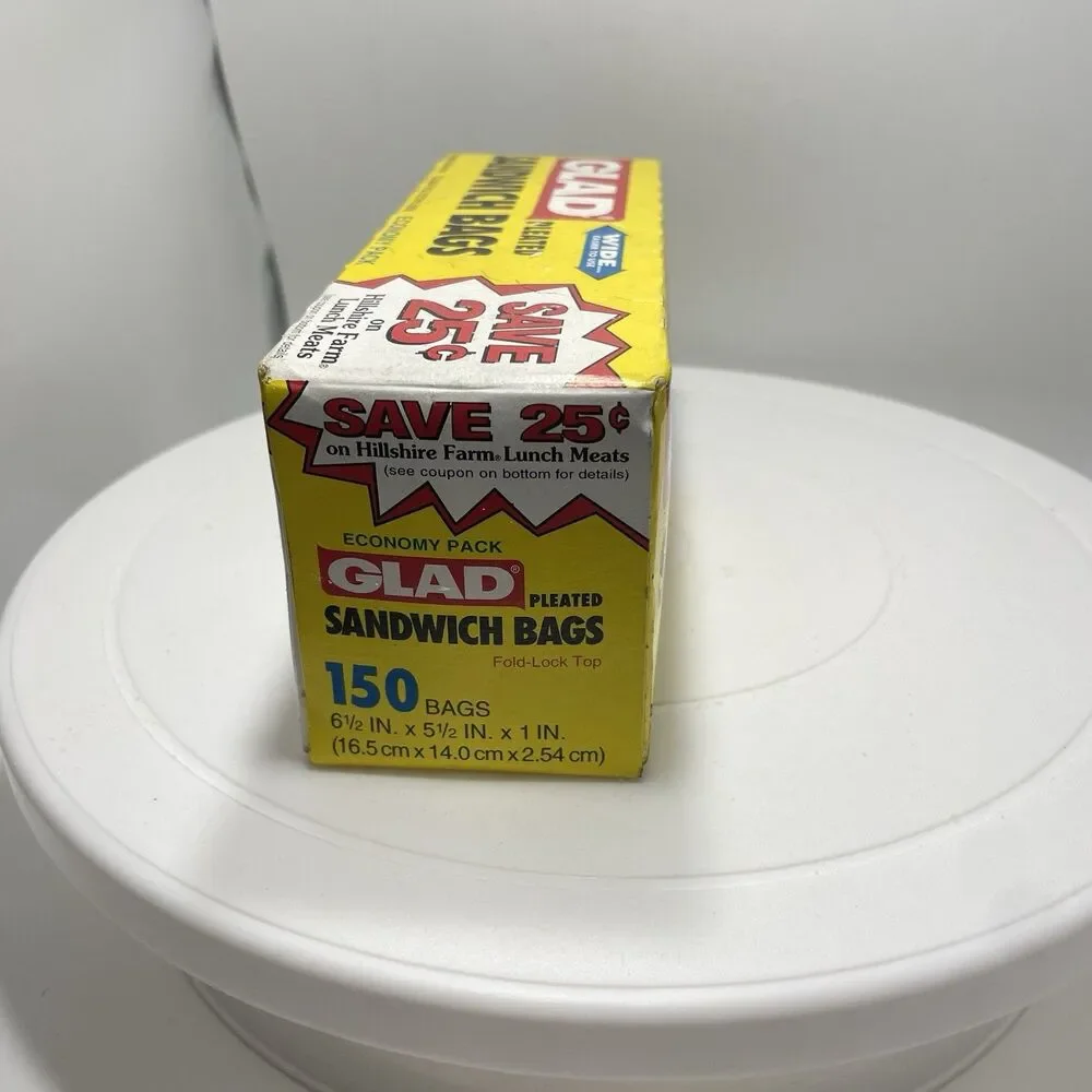 Vintage Glad Pleated Sandwich Bags Economy Pack 150 Count Box NOS